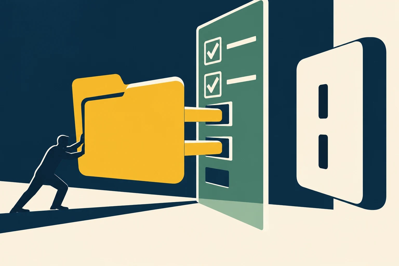 A document-shaped plug must pass through a visible checklist before reaching a socket